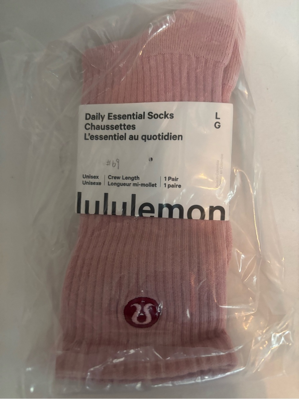 Muji Pink Ribbed Crew Socks